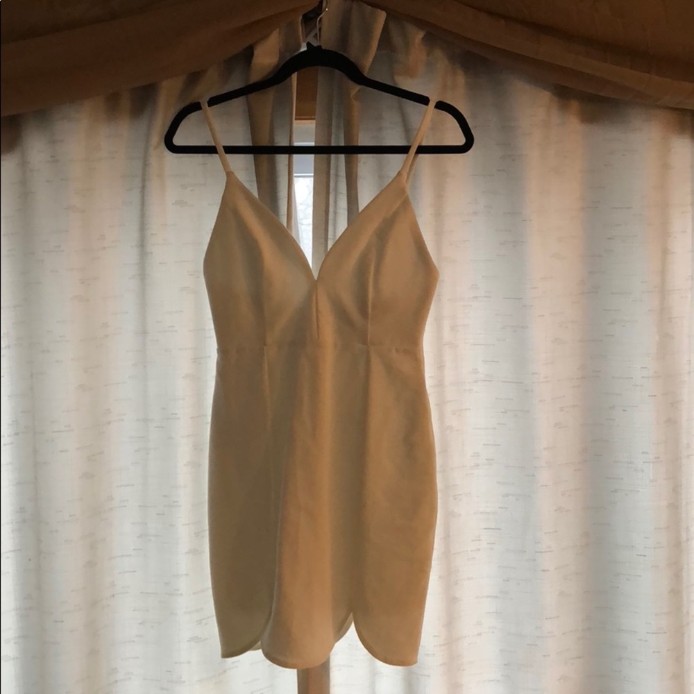 White bodycon skinny strap dress